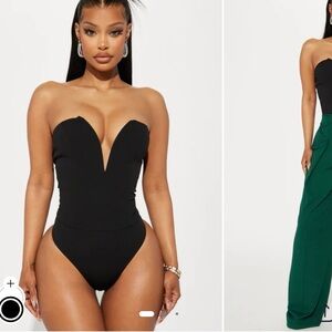 Black Strapless Bodysuit